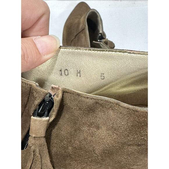 Jazz Brown Ankle Zip Booties Shoes Size 10 M Suede Made In Spain - Picture 5 of 10